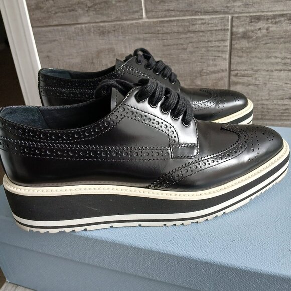 Prada Shoes - Prada Wingtip Oxford Platform shoes.